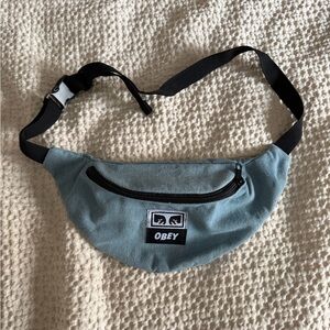Obey Light Blue Jean Adjustible Belt Bag